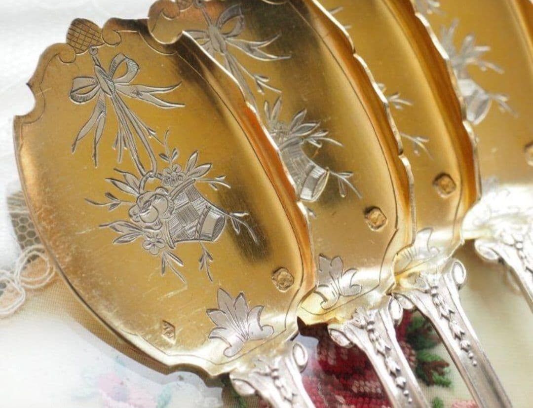 純銀 ③ ソリッドシルバー アイスクリームスプーン スターリングシルバー