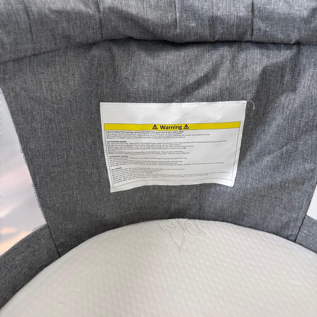 折りたたみ式ベビーベッド 収納かご付き グレー コンパクト