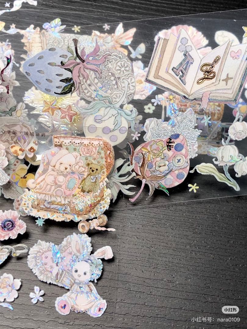 【9462】海外5.5/巻　貝殻光マステ　ぬいぐるみ　花束　小箱　糸巻き　装飾系