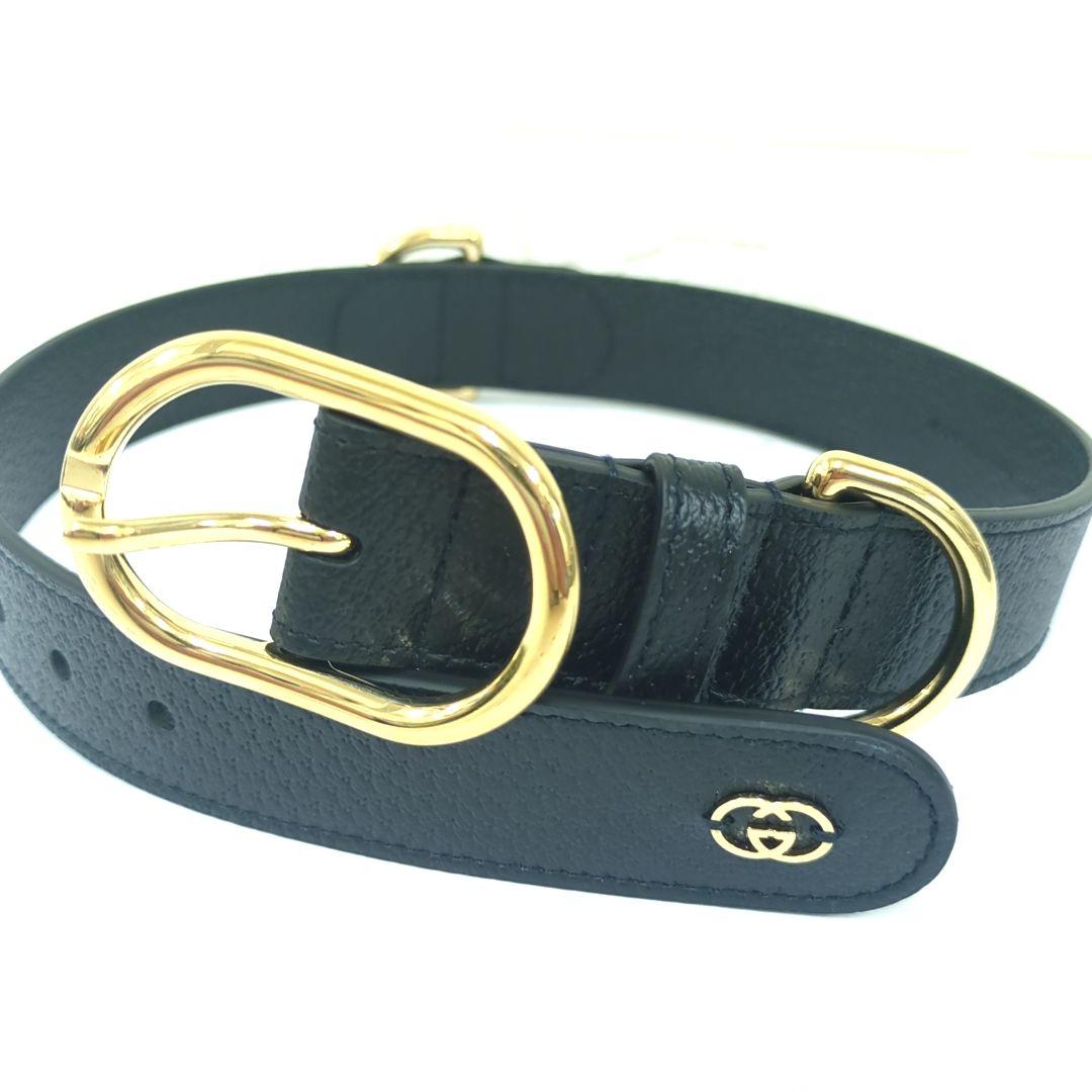グッチ GUCCI インターロッキングG ラージ 犬用　首輪　レザー　ブラック