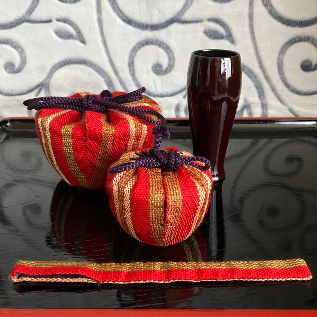 茶道具 利休茶箱用三つ組仕覆セット(茶碗、平棗、茶筅筒有り)