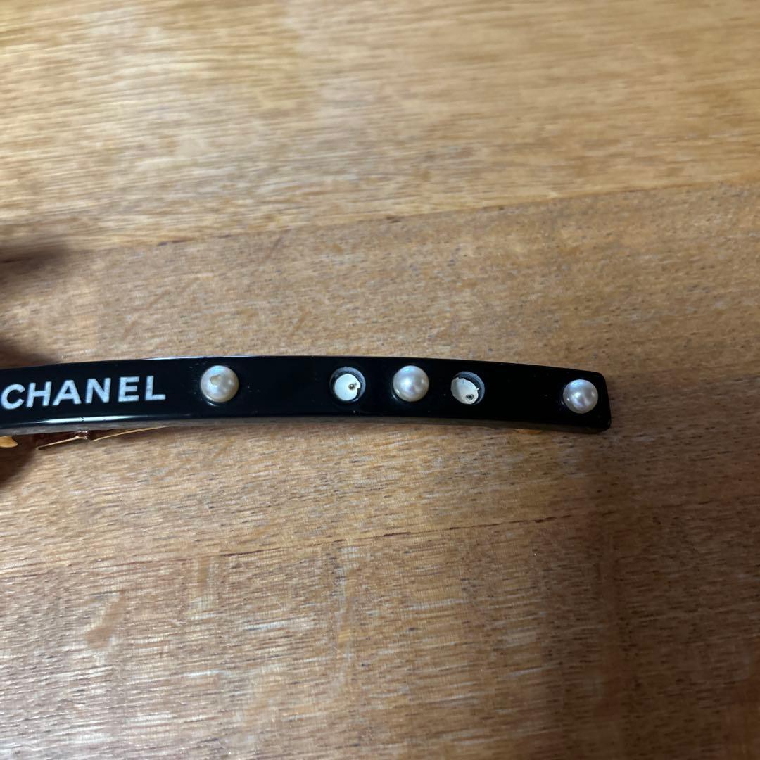 CHANEL バレッタ 黒 パール　ジャンク品