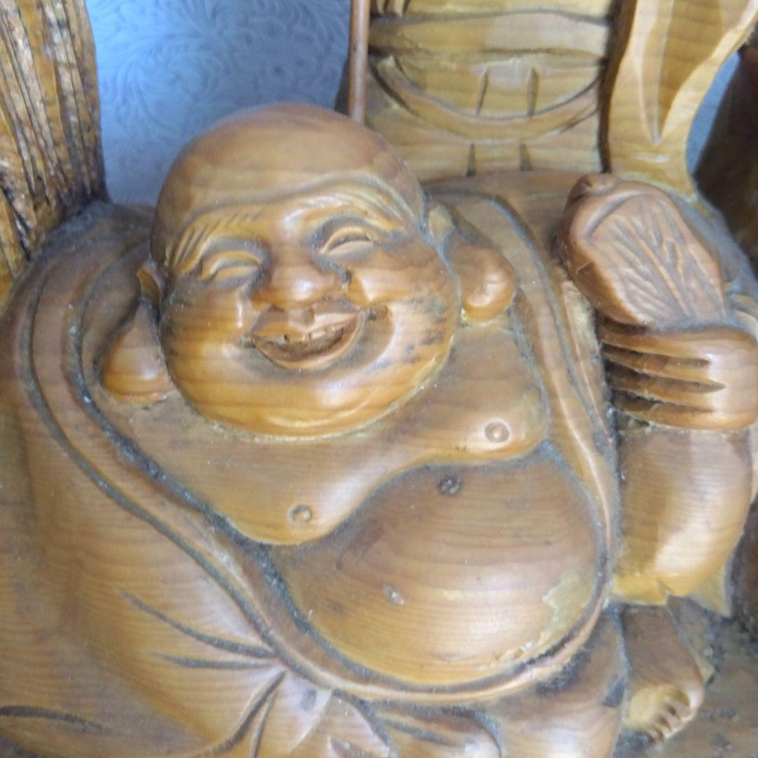 龍に乗った七福神　縁起物　中古品　 木製