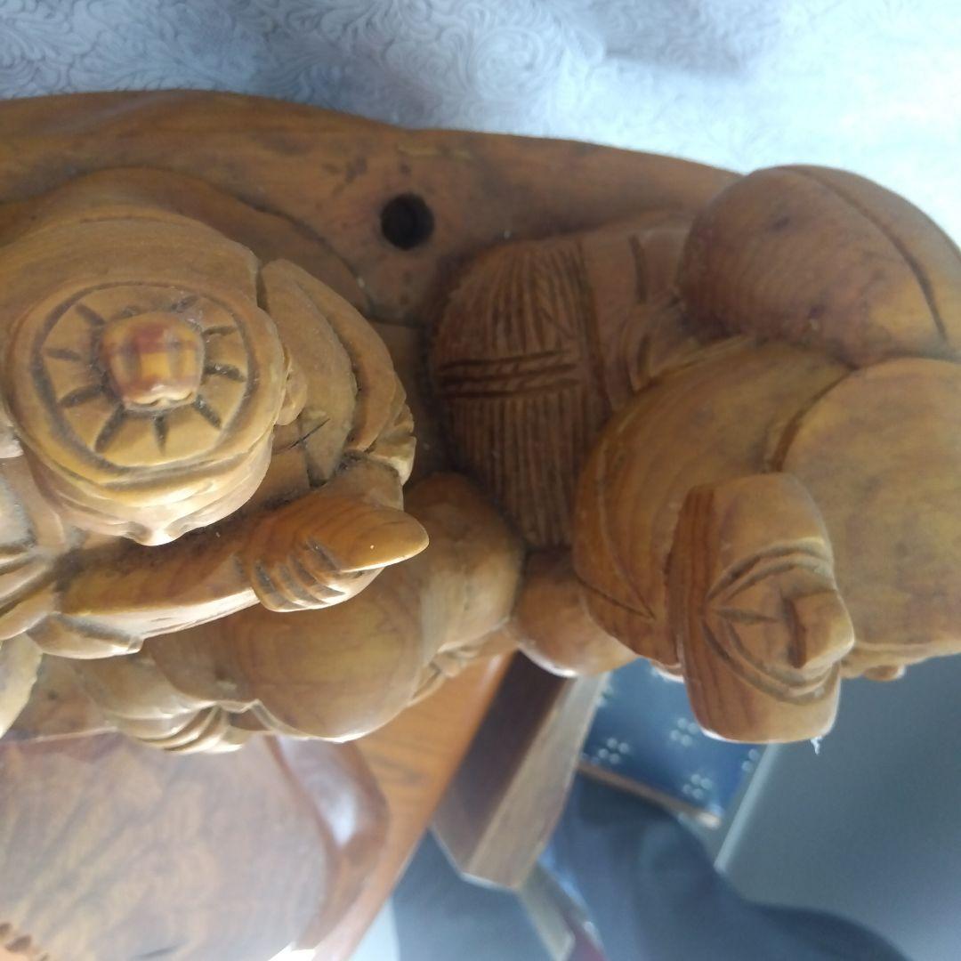 龍に乗った七福神　縁起物　中古品　 木製