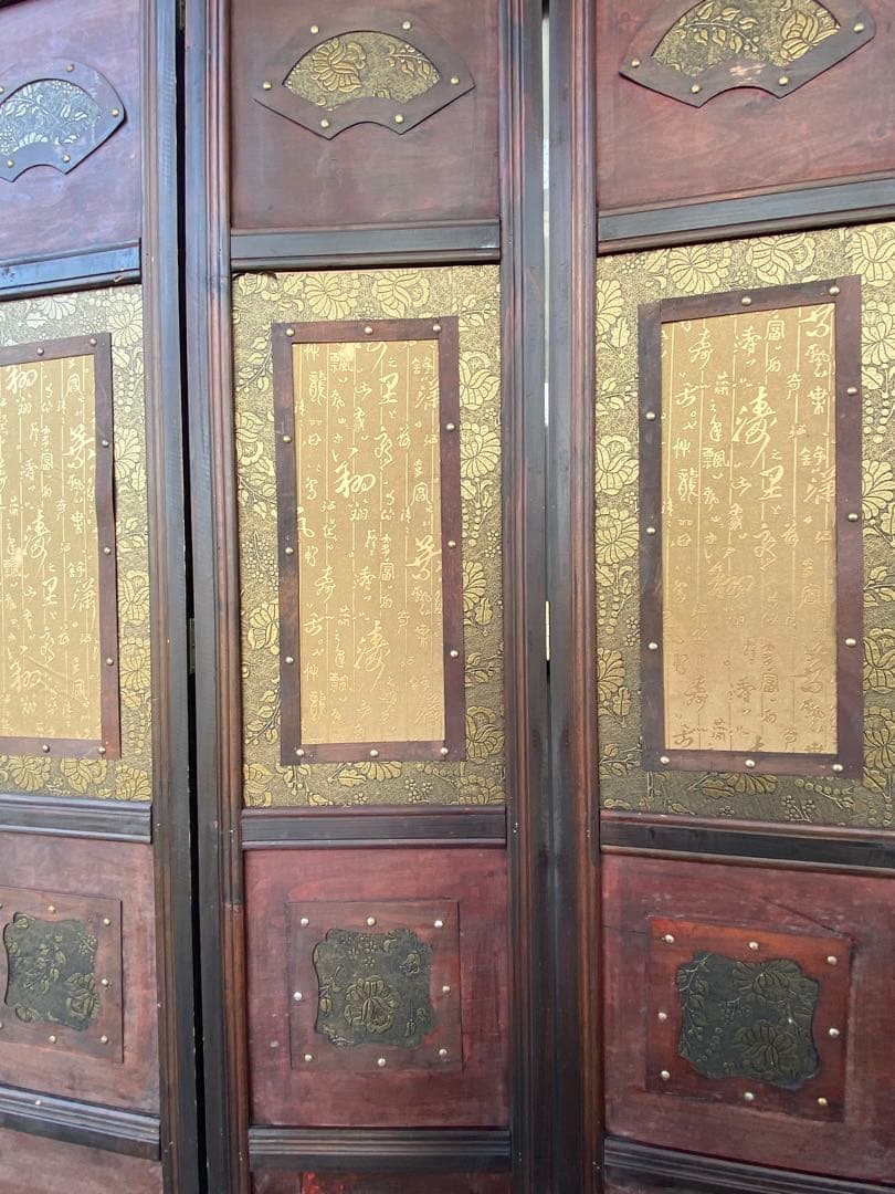 唐物 中国风の骨董品木屏風　年代不詳骨董品　入手困難 割引相談可3