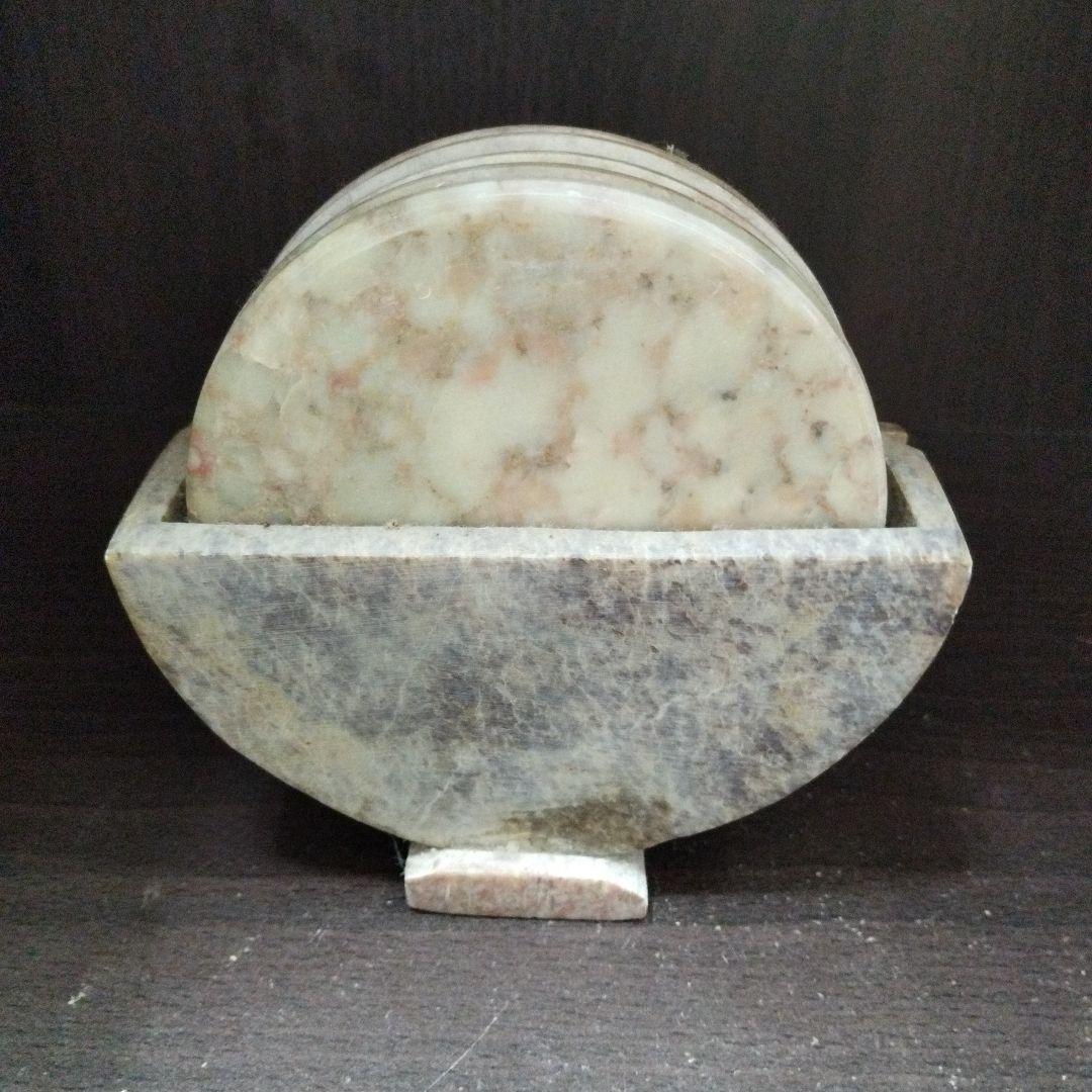 希少　古物　大理石　コースター6点セット