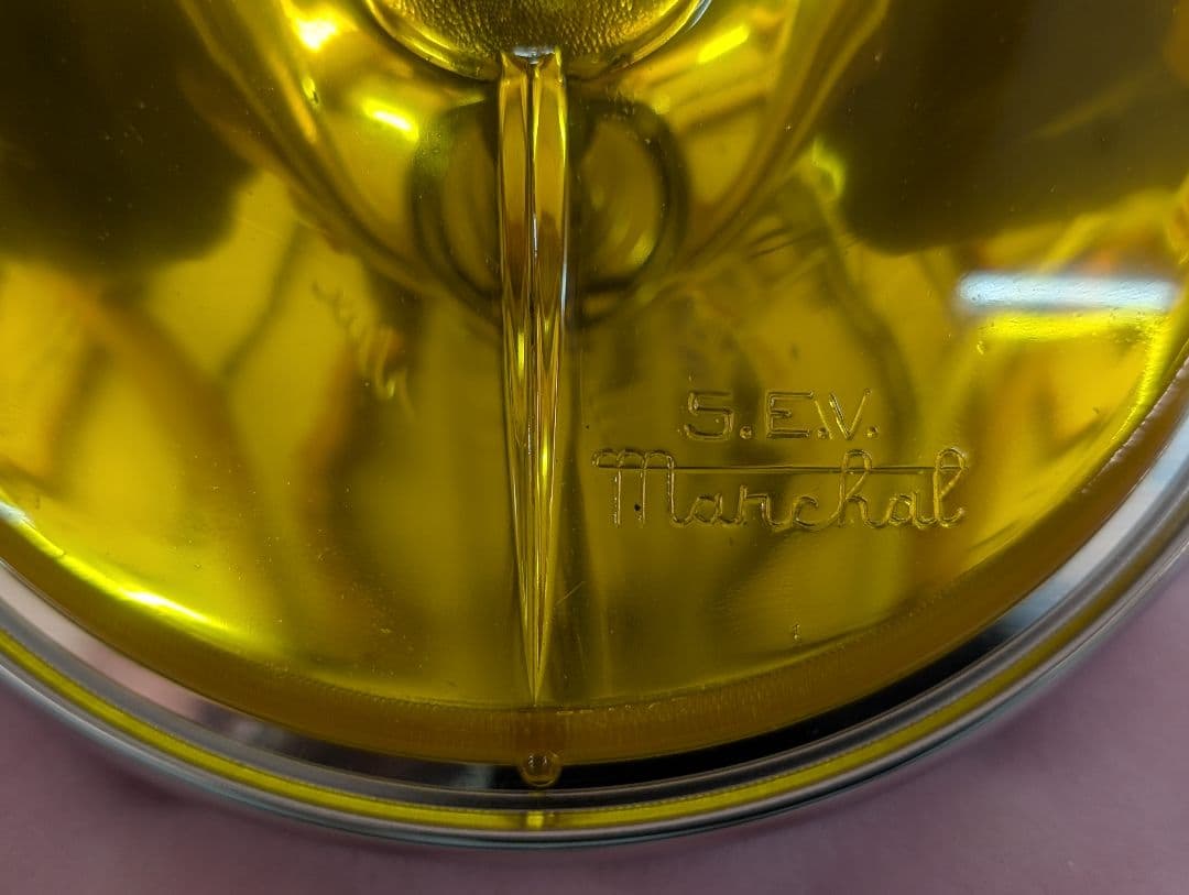 マーシャル 722 ヘッドライト リム付き イエローレンズ 彫り猫 旧車 バブ