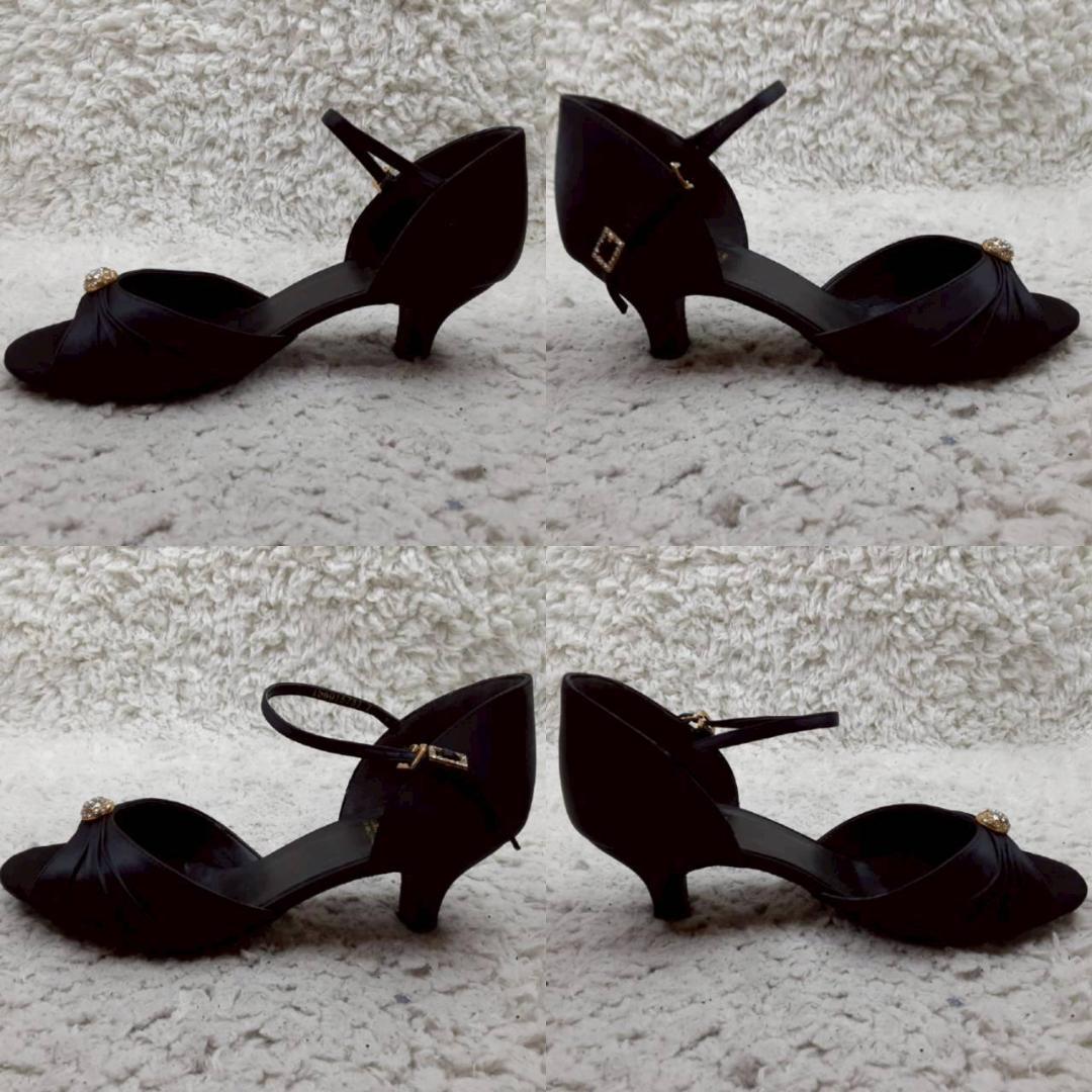 美品 24㎝◎Supadance スーパダンス 社交ダンスシューズ 黒 サテン