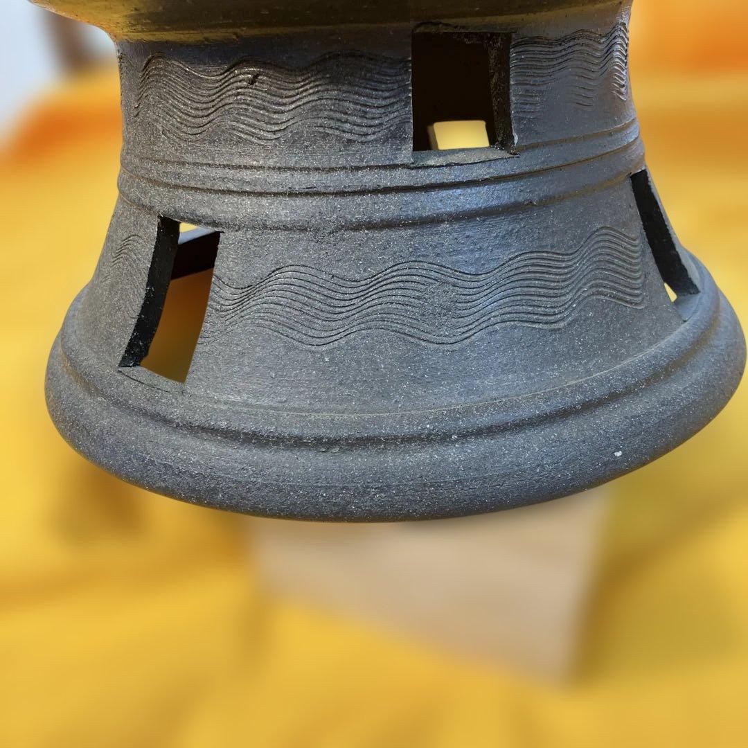 骨董 華道道具 花器 新羅土器 高杯花器 桐共箱 S759ANK