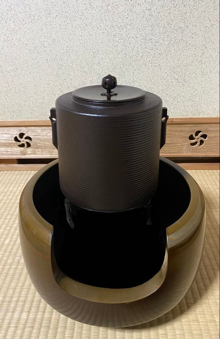 希少・早い者勝ち❗️糸目筒釜　しきの釜　錆びない　茶道具