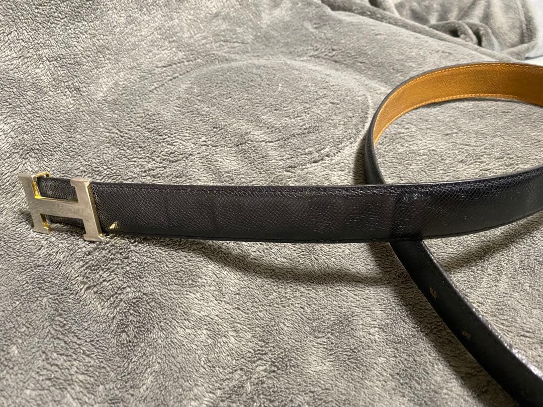 HERMES H型バックル ブラックレザーベルト