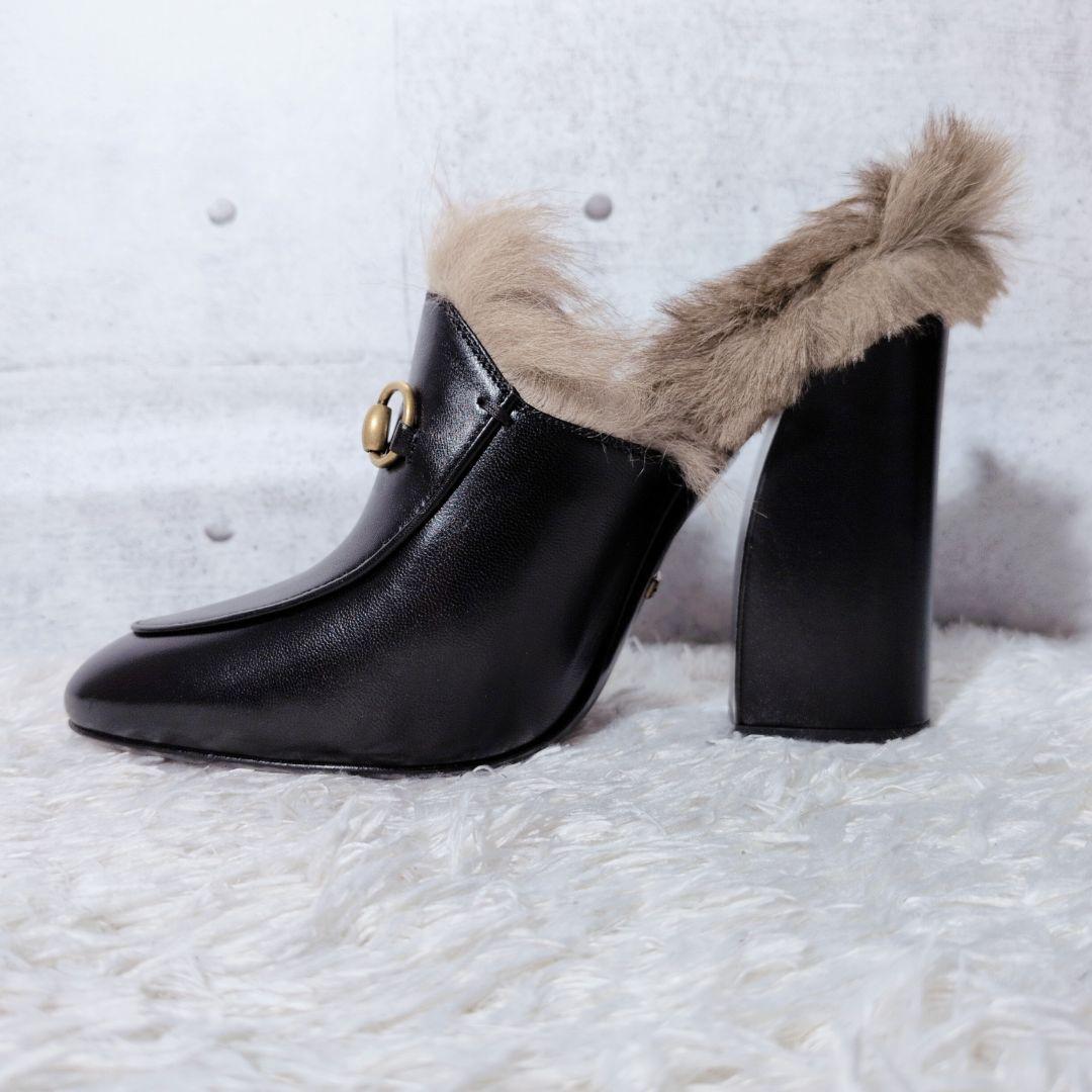 【未使用級 箱付き】グッチ　プリンスタウン　チャンキーヒール　ホースビット　本革