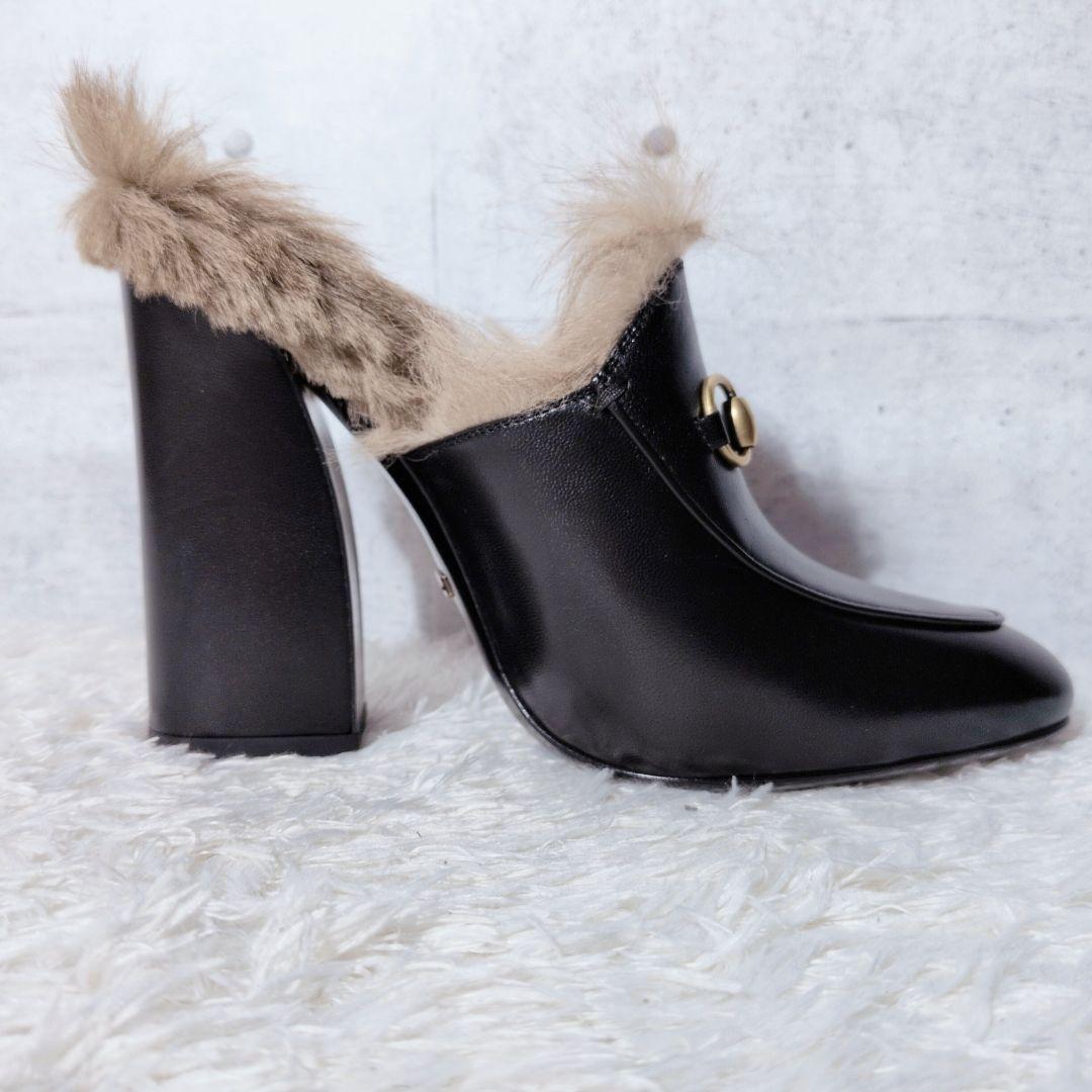 【未使用級 箱付き】グッチ　プリンスタウン　チャンキーヒール　ホースビット　本革