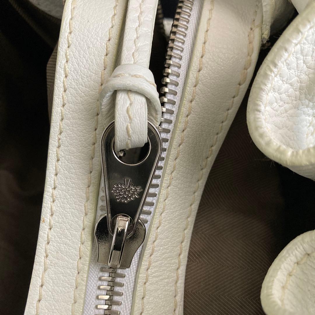 未使用に近い　マルベリー　トートバッグ　グレインレザー　ターンロック　ホワイト