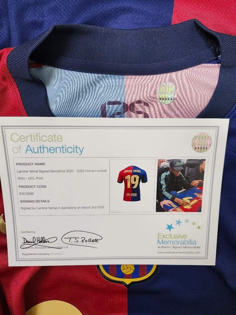 ヤマル サイン バルセロナ サッカー ユニフォーム 正規品 NIKE 証明書付き