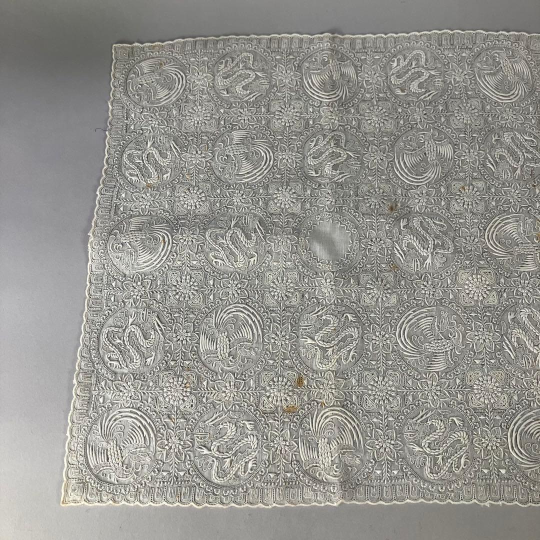 ◆ スワトウ刺繍？ ハンカチ ◆龍・鳳凰◆汕頭◆中国 アンティーク