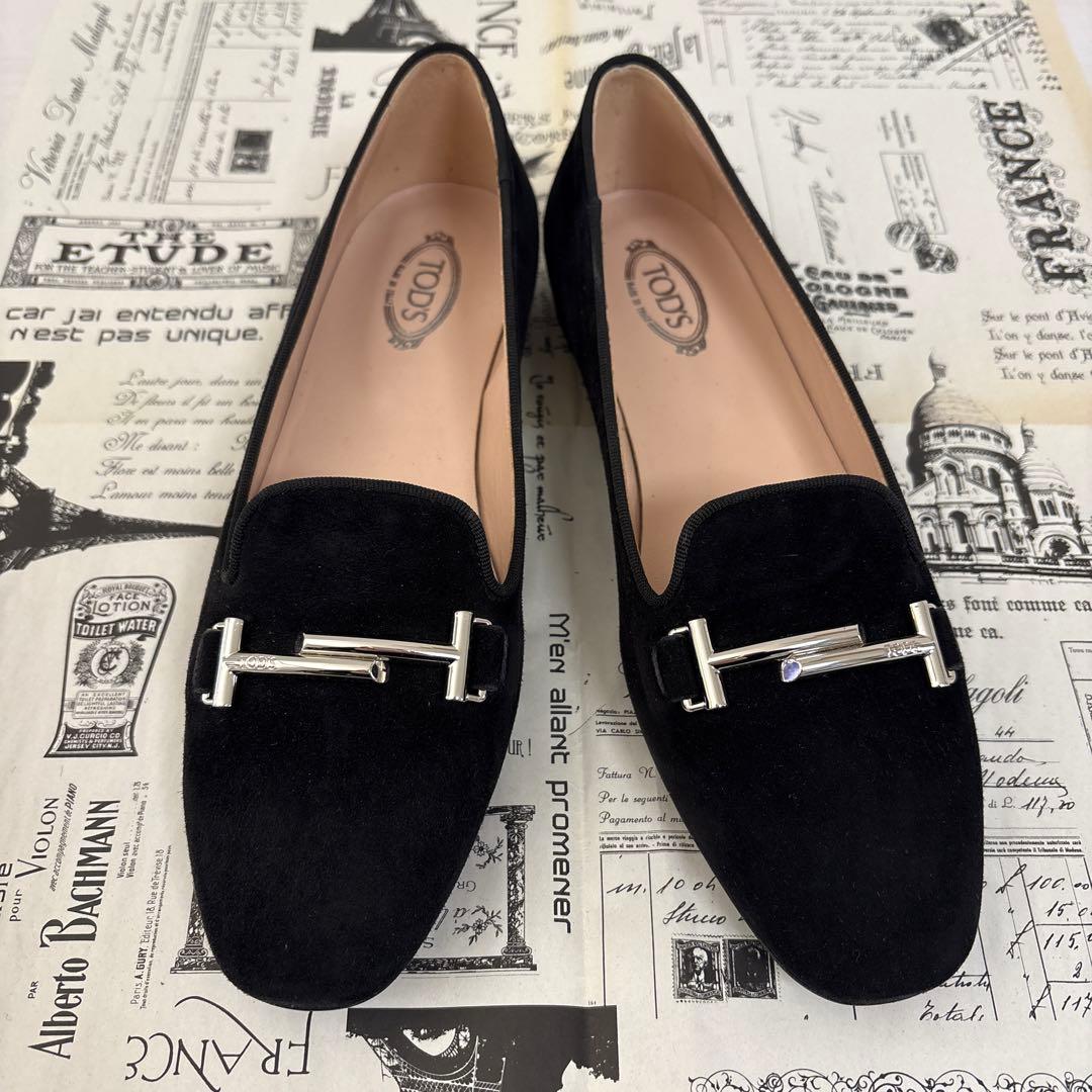 美品TOD'S ブラック スエード ローファー