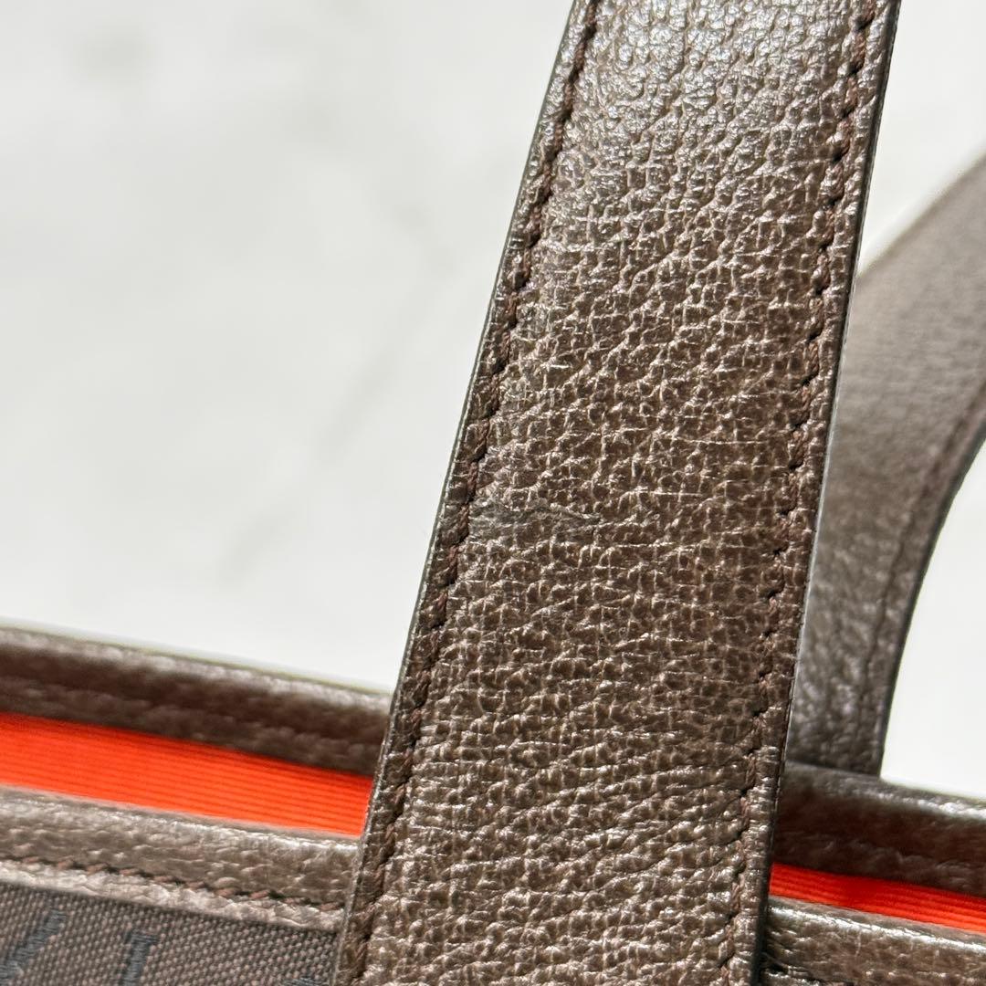 【美品】 BVLGARI ロゴマニア レザーハンドル トート ショルダーバッグ