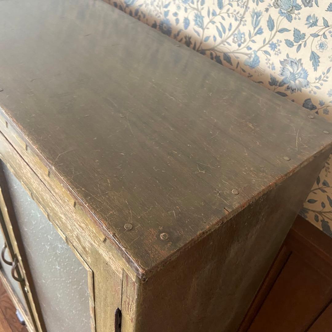 アンティーク家具　本棚　模様ガラス銀河　当時物　鍵付き