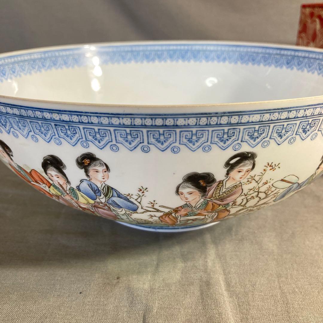 【景徳鎮製】景徳鎮の伝統　中国の名窯　乾隆年製　錦宮廷女官図　極薄胎　大鉢