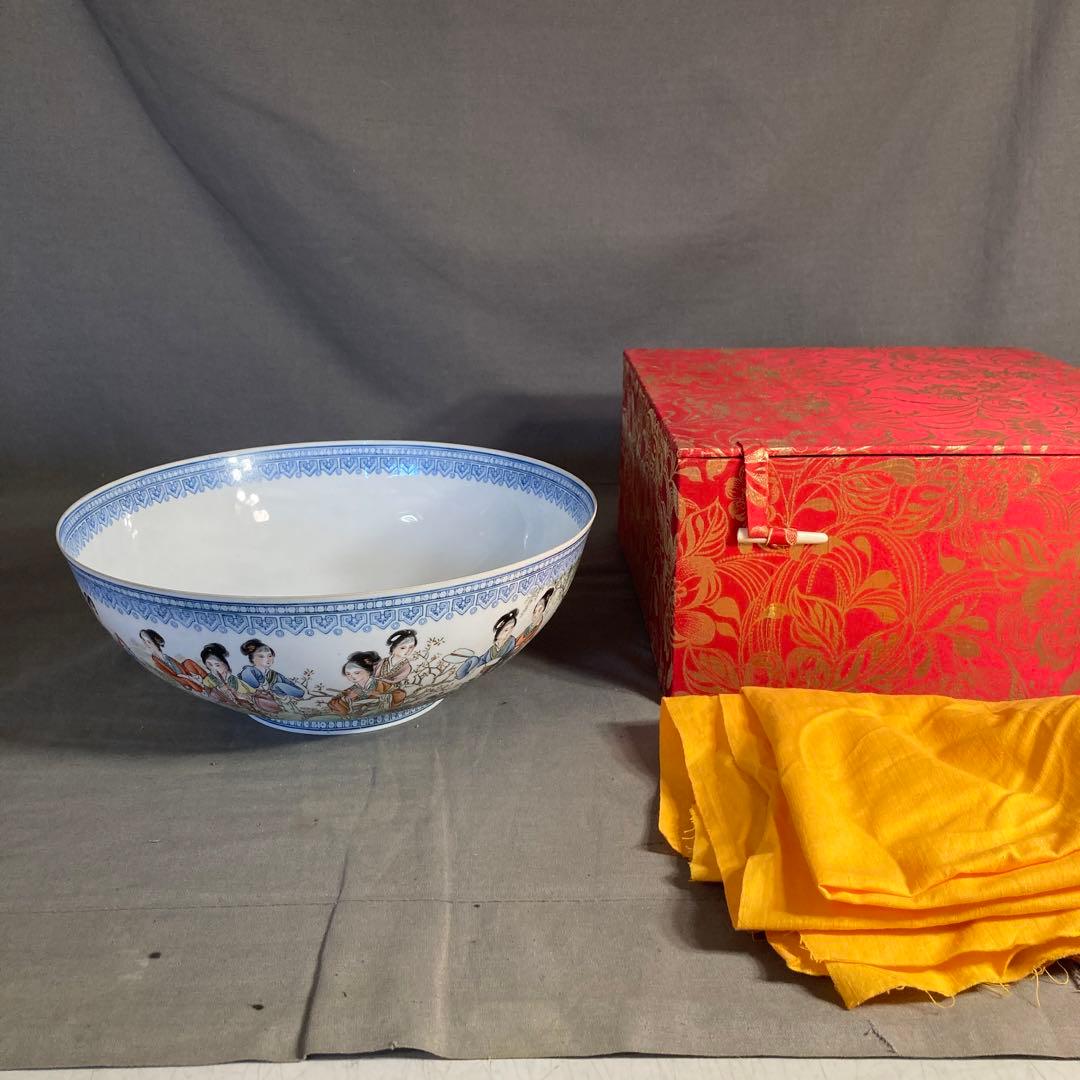 【景徳鎮製】景徳鎮の伝統　中国の名窯　乾隆年製　錦宮廷女官図　極薄胎　大鉢