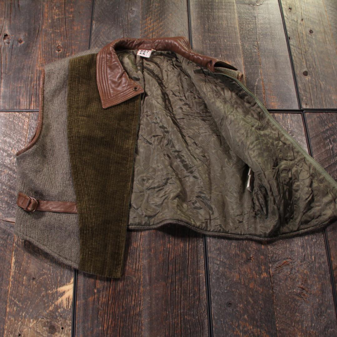 古着　モヘアジレ　ベスト　イタリアヴィンテージ　チョッキ　４６　M カーキ.