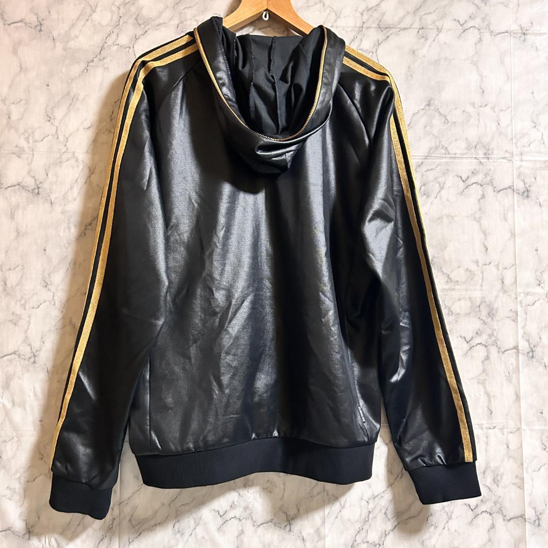 希少 adidas アディダス レザー調 光沢 上下 セットアップ ジャージ L