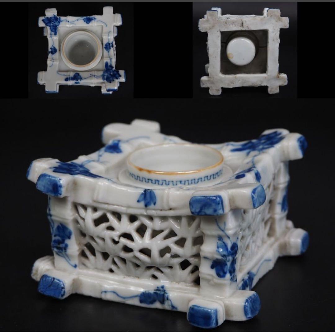 送料無料　明治時代平戸焼　盃台　茶道具検/楽山紫砂九谷備前萩焼常滑伊万里骨董古玩