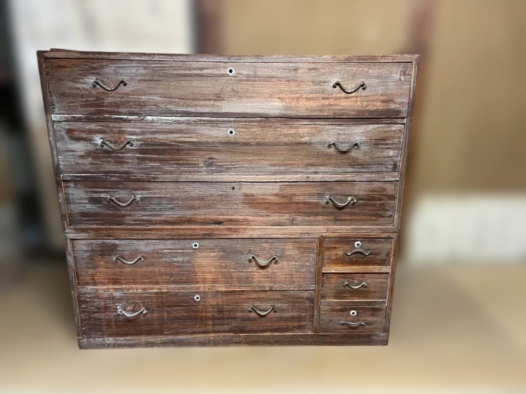 【100年前の嫁入り道具】総桐箪笥 内部極美品 菊金具 アンティーク【送料込】