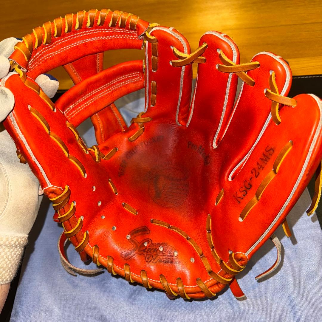 久保田スラッガー 内野手用 硬式グローブ KSG-24MS Fオレンジ 美品！