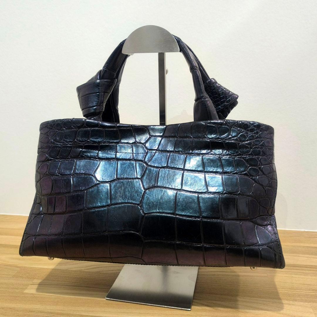 【クロコダイル】JRA認定 ワニ皮 ハンドバッグ クロコダイルレザー 本物 黒