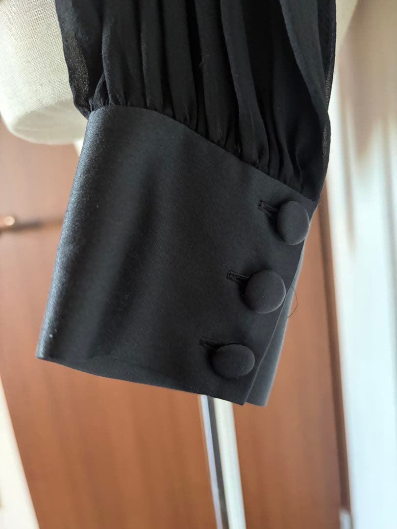 LILYSILK シルク ブラウス M 黒 ボリュームスリーブ 長袖
