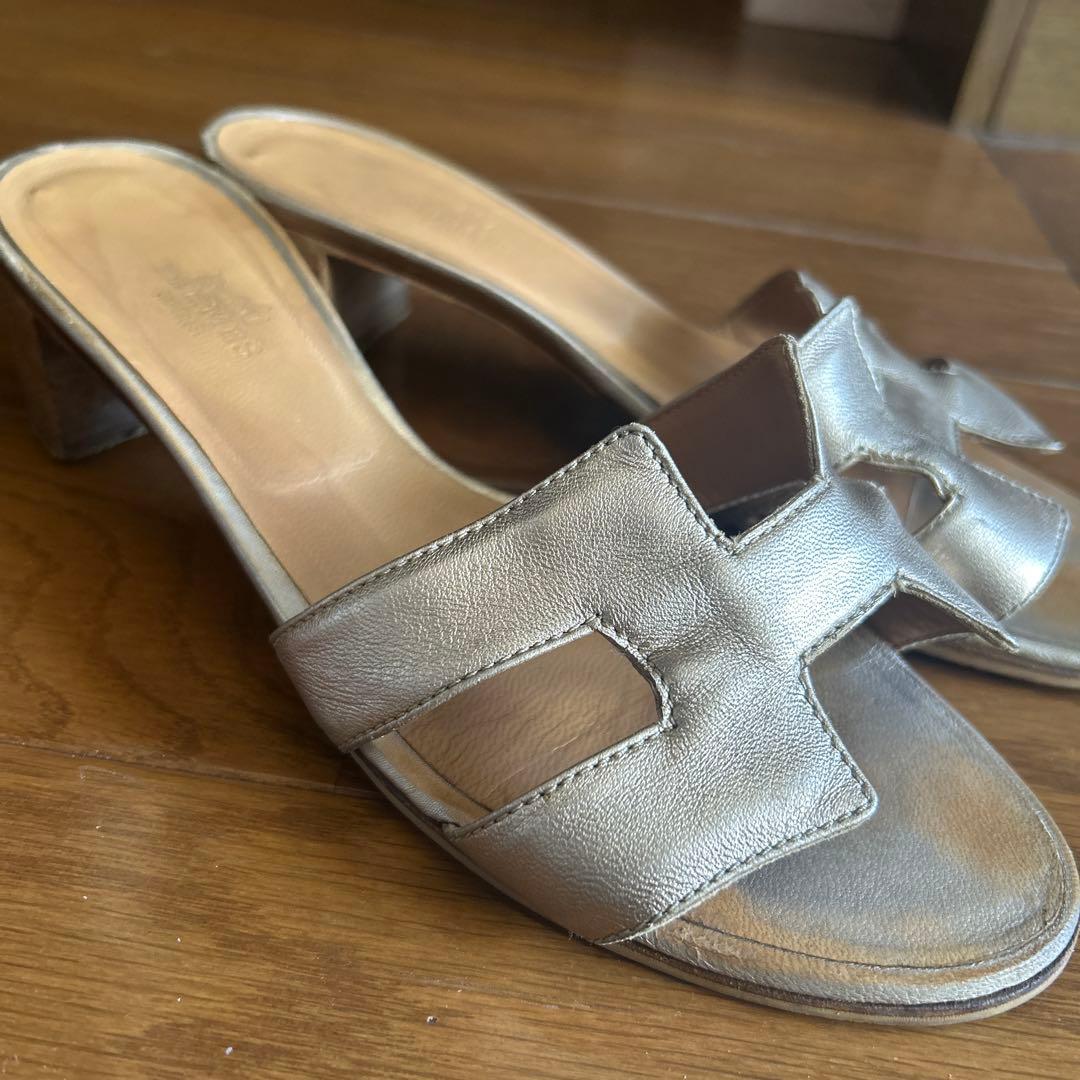 HERMES オアジス ゴールド サンダル 37