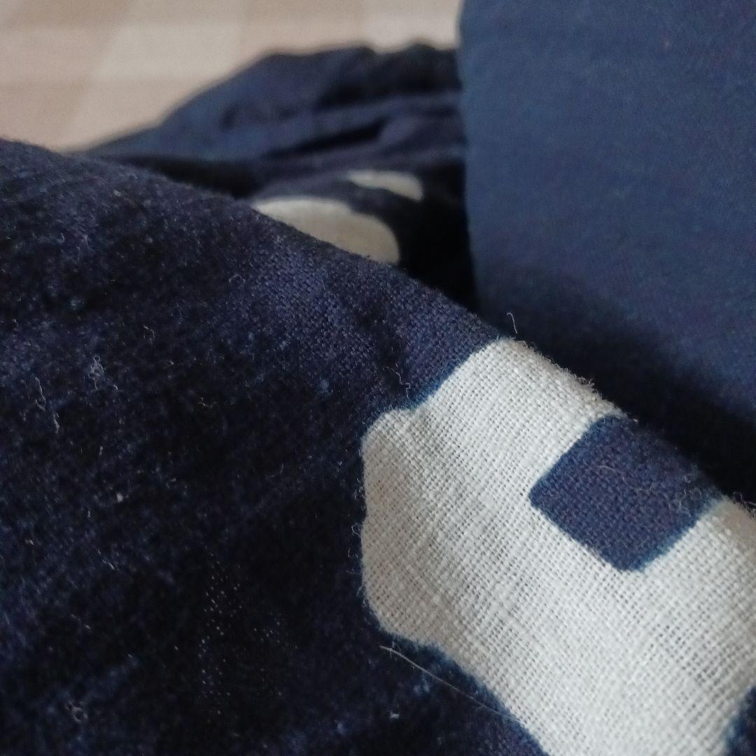 古布　風呂敷　綿　濃紺　藍染　筒描き　大判　約183x180cm　一枚