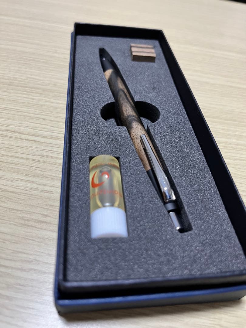 【新品未使用】新型 野原工芸 黒柿 シャーペン シルバー