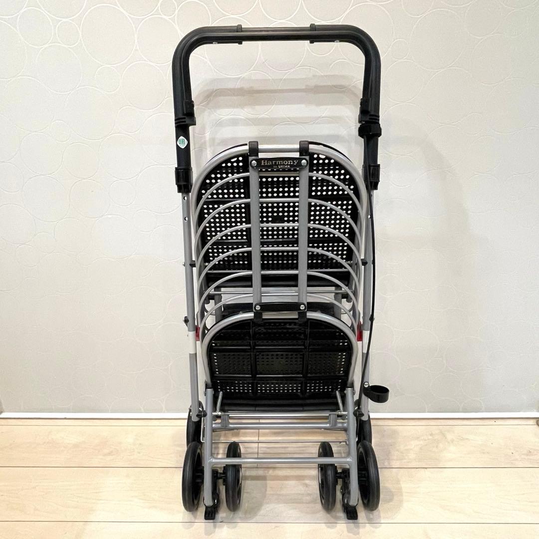 【良品】島製作所 シルバーカー ハーモニーAL 折りたたみ 座面付き 歩行カート
