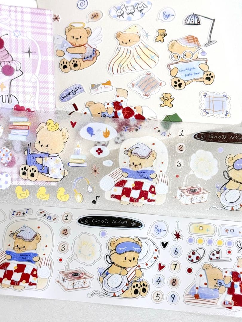 【8453】海外　マステ　5m巻売り　PETラメ加工マスキングテープ　熊