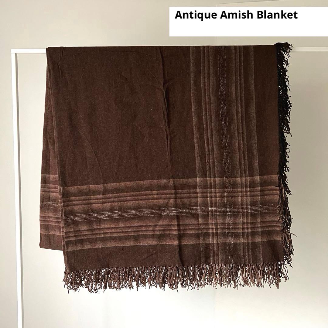 【アンティーク】Amish大判 ブランケット アーミッシュ オンブレチェック