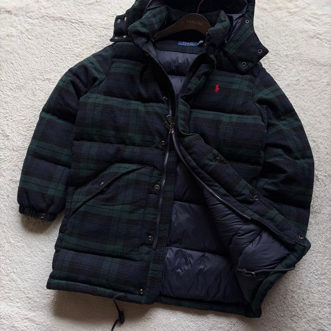 美品✨ポロラルフローレン ウールダウンコート ブラックウォッチ 刺繍 S 現行品