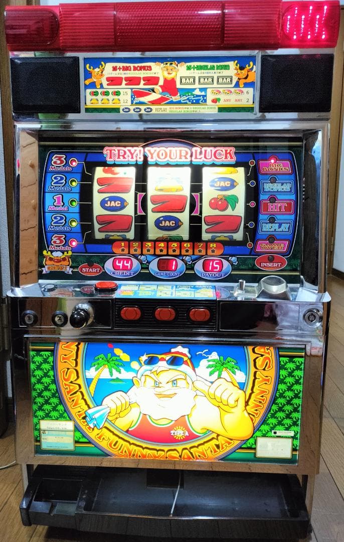 【パチスロ実機】タイヨー★ファニーサンタ【不要機付】４号機・レトロ・希少台