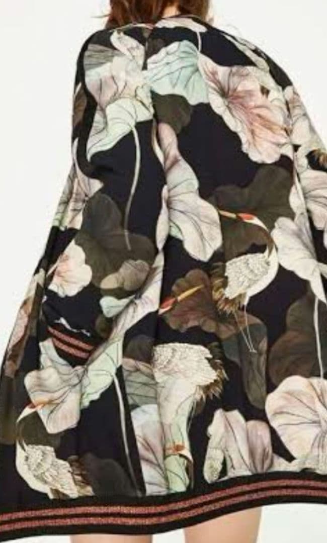 ZARA ザラ　鶴ドレスコート　スカジャンロング丈