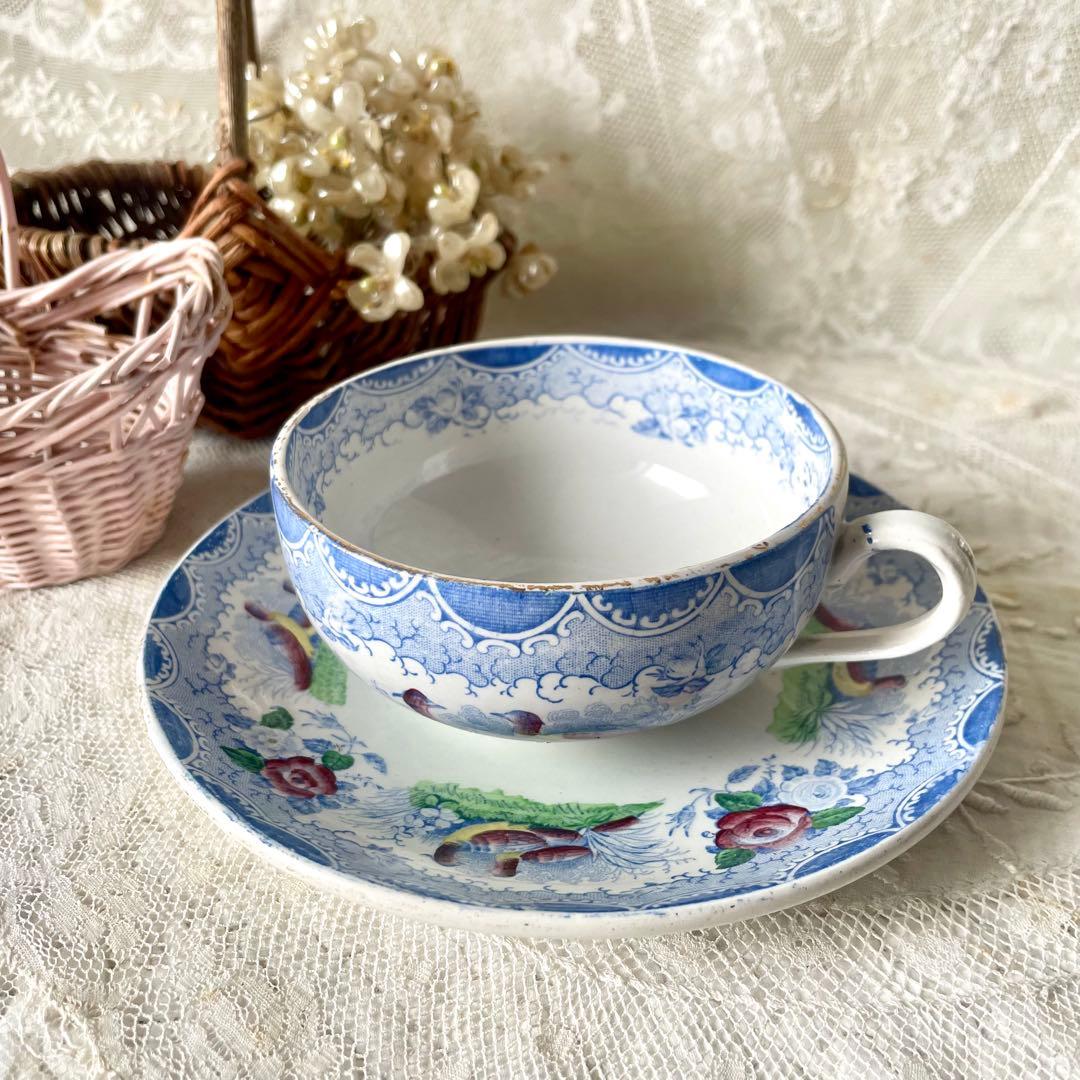 サルグミンヌ　カップ&ソーサー　鳥　バラ　ローズ　C&S フランスアンティーク