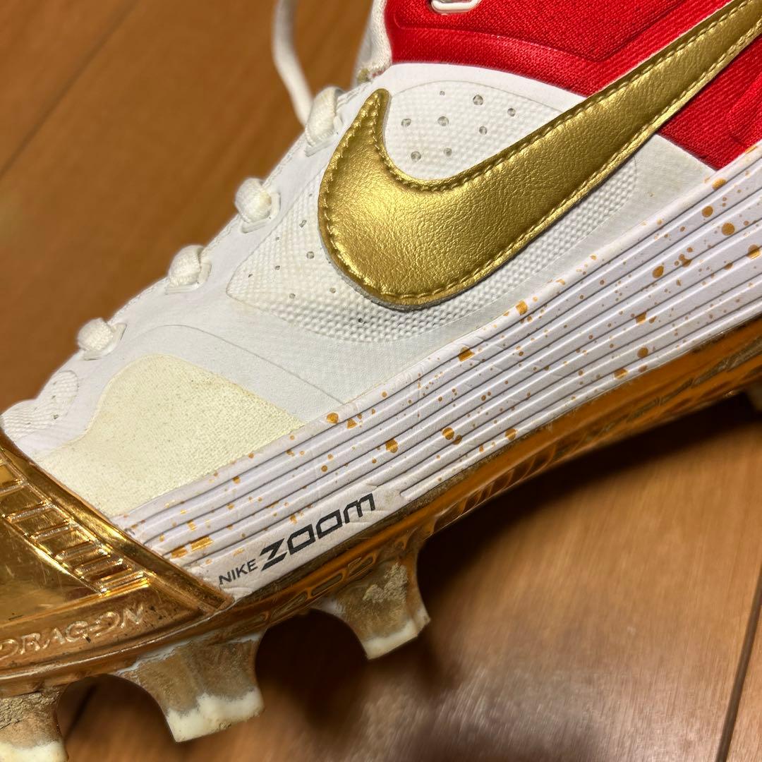 レア！ナイキ 野球 オーダースパイク ホワイト/レッド/ゴールド/パープル27㎝