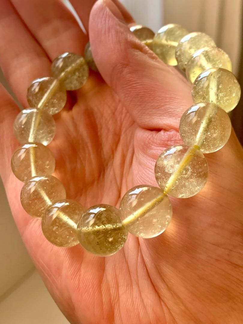 最高品質リビアングラス丸玉ブレスレット　大玉ブレス　隕石パワーストーン　化石標本