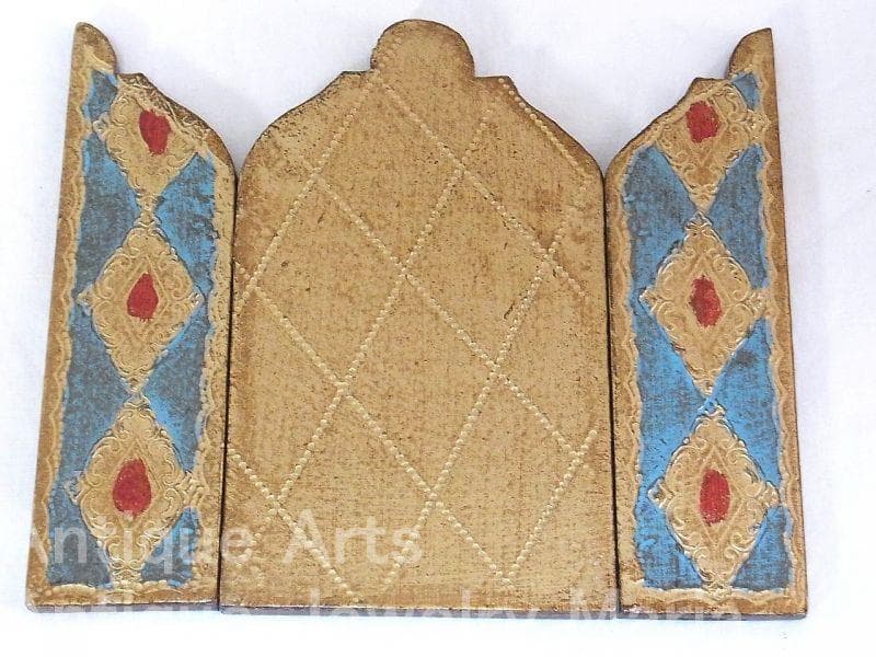 イタリア ヴィンテージ『観想の聖母マリア』カルロ・ドルチの工房作３枚続きの祭壇画