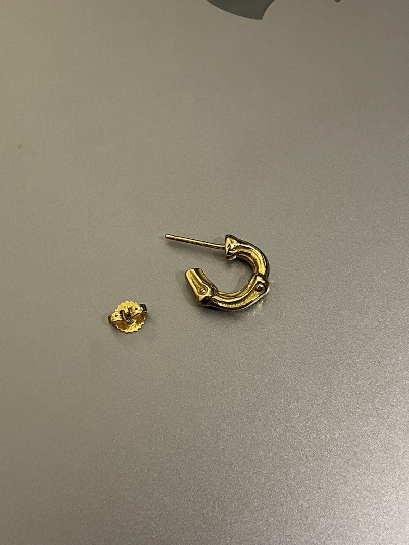 Tiffany バンブー　YG ピアス　片耳　k18