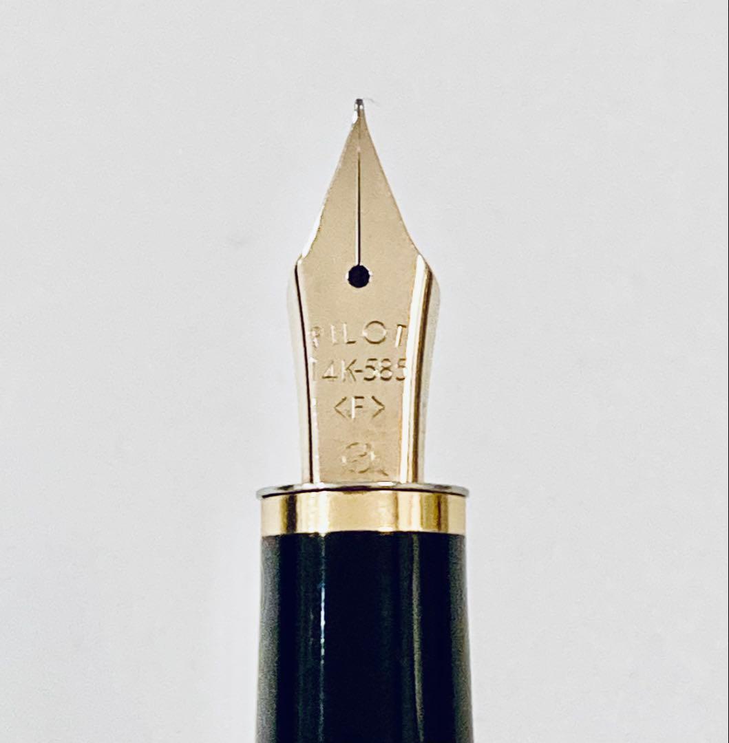 ペン先14K◆パイロット 高級万年筆 ブラックゴールドPILOT 14金 美品