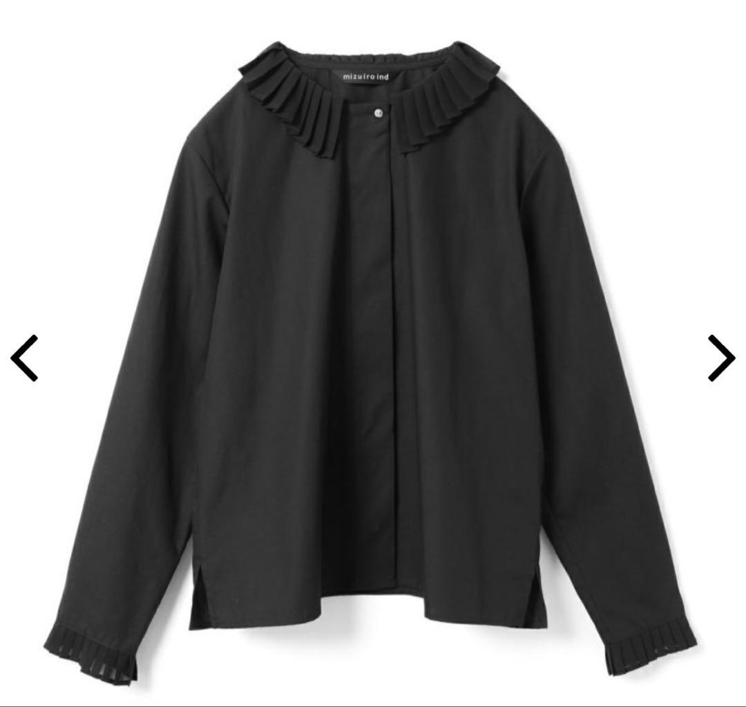 mizuiro ind プリーツカラーシャツ ブラック