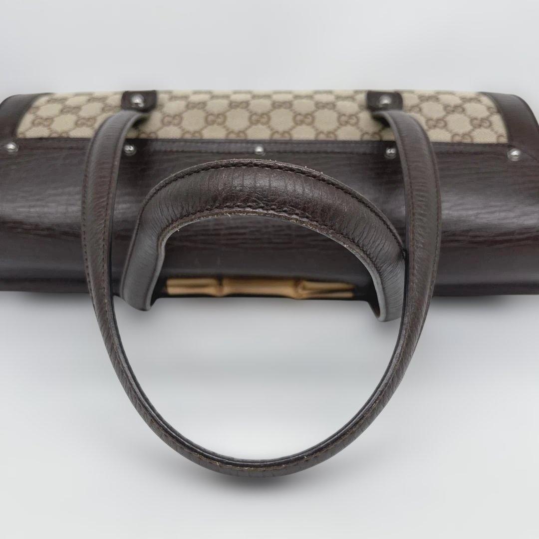 GUCCI グッチ GGキャンバス バンブー ハンドバッグ 筒型 ヴィンテージ