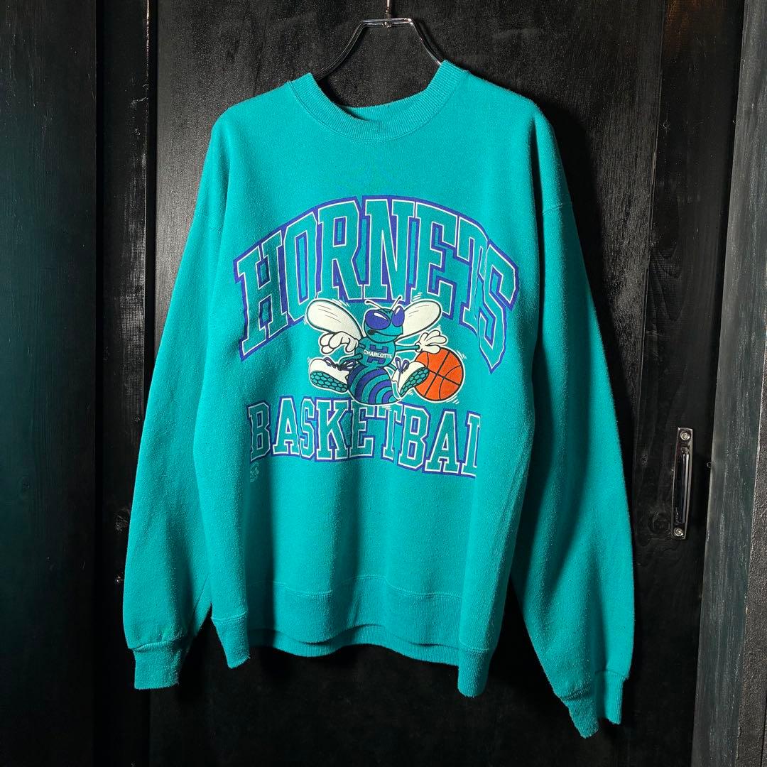 90s USA製 Hanes NBA HORNETS スウェット　アイスブルー